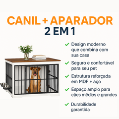 Canil Interno Cercado Cachorro Cães Pet Aparador Casa Madeira 2 Em 1