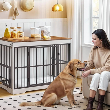 Canil Interno Cercado Cachorro Cães Pet Aparador Casa Madeira 2 Em 1