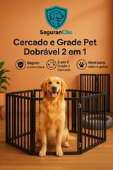 Grade E Cercado 2 Em 1 Cachorro 3 Metros Comprimento 85cm Altura Cães Portão 6 Módulos Telas