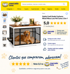 Canil Gaiola Aparador 2 em 1 para Cães