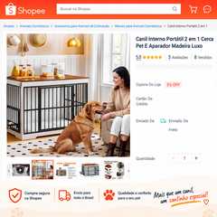 Canil Gaiola Aparador 2 em 1 para Cães