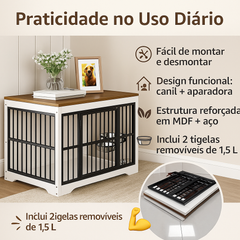 Canil Interno Cercado Cachorro Cães Pet Aparador Casa Madeira 2 Em 1