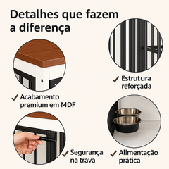 Canil Interno Cercado Cachorro Cães Pet Aparador Casa Madeira 2 Em 1