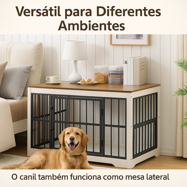 Canil Interno Cercado Cachorro Cães Pet Aparador Casa Madeira 2 Em 1
