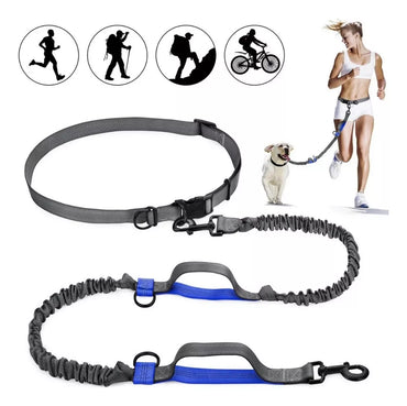 Guia Coleira Elástica Cintura Correr Cachorro Caes Reforçada