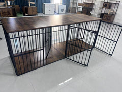 Canil Duplo Cercado Gaiola Para 2 Cães Cachorros Aparador Madeira Rack Mesa De Canto Suporte TV 3 Em 1