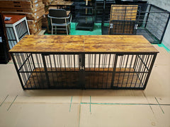 Canil Duplo Cercado Gaiola Para 2 Cães Cachorros Aparador Madeira Rack Mesa De Canto Suporte TV 3 Em 1